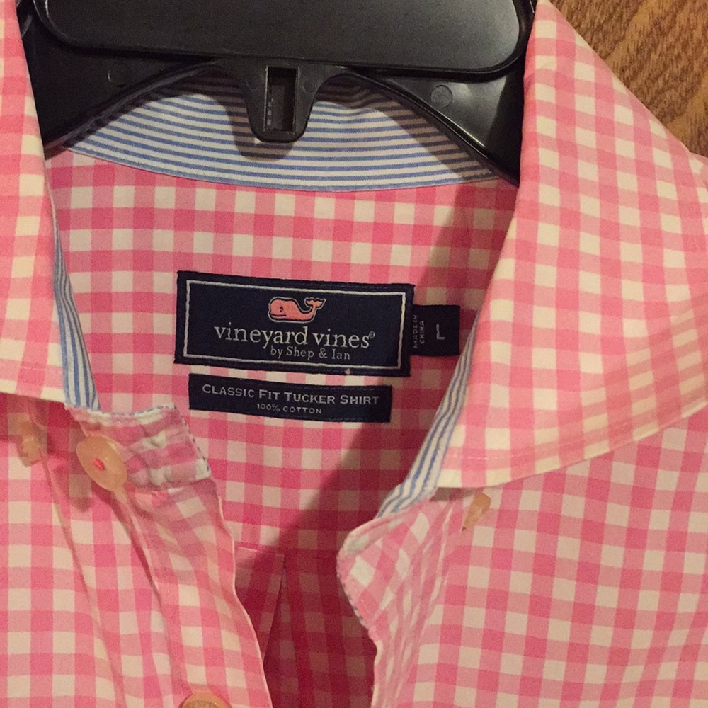 Vineyard Vines Pink Gingham Dress Shirt